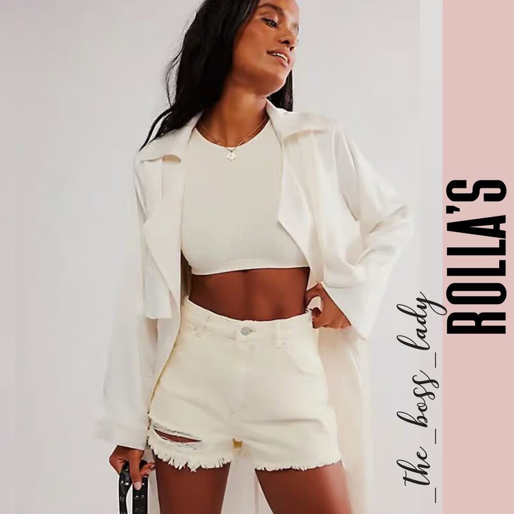 Rolla's x Free People shorts high rise denim 26 cotton distressed frayed ripped - Picture 3 of 12